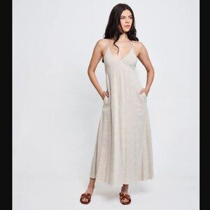 Hunter & Brown Meet Me in Miami Striped Dress, Women's Size XL - Off-White/Black